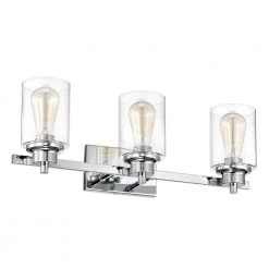 23 in. H W 3-Light Chrome Vanity Light with Clear Glass Shade by Tatahance
