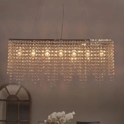 32 in. 7-Light Chrome Crystal Modern Chandelier, Kitchen Island Pendant Lighting by SILJOY