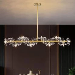 37 in. 16-Light Gold Chandelier Modern Contemporary Crystal Linear Pendant by SILJOY