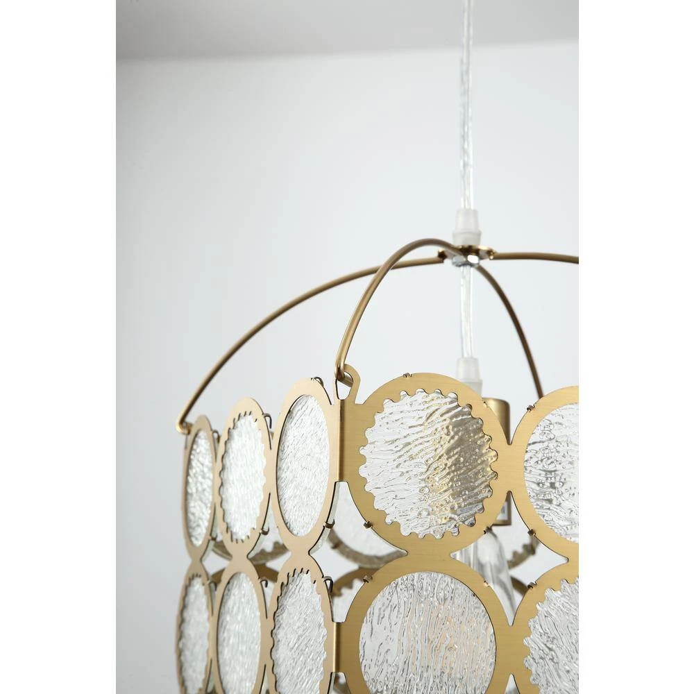 1-Light Gold Pendant Light with Glass Shade by Tatahance - Image 4