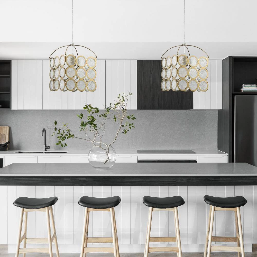 1-Light Gold Pendant Light with Glass Shade by Tatahance - Image 5