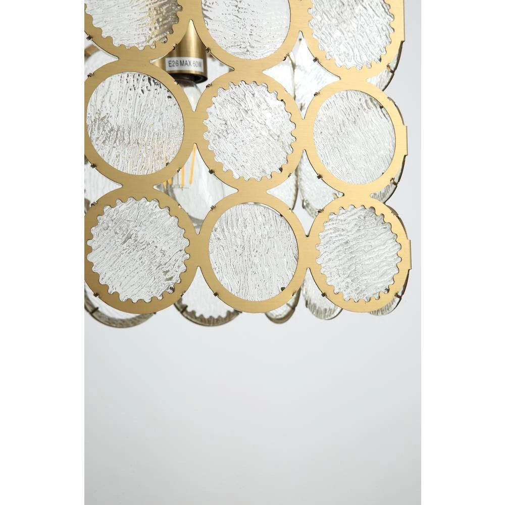 1-Light Gold Pendant Light with Glass Shade by Tatahance - Image 3