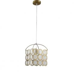 1-Light Gold Pendant Light with Glass Shade by Tatahance