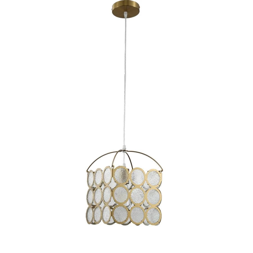 1-Light Gold Pendant Light with Glass Shade by Tatahance