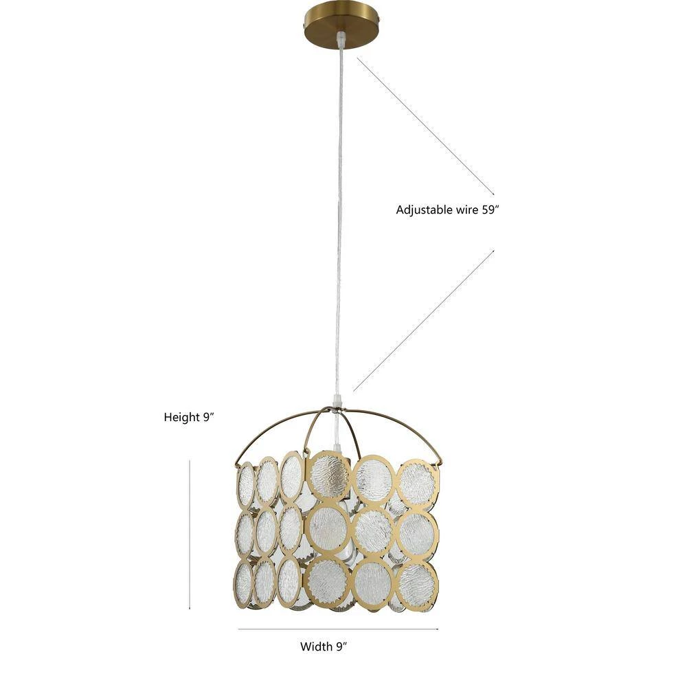 1-Light Gold Pendant Light with Glass Shade by Tatahance - Image 7