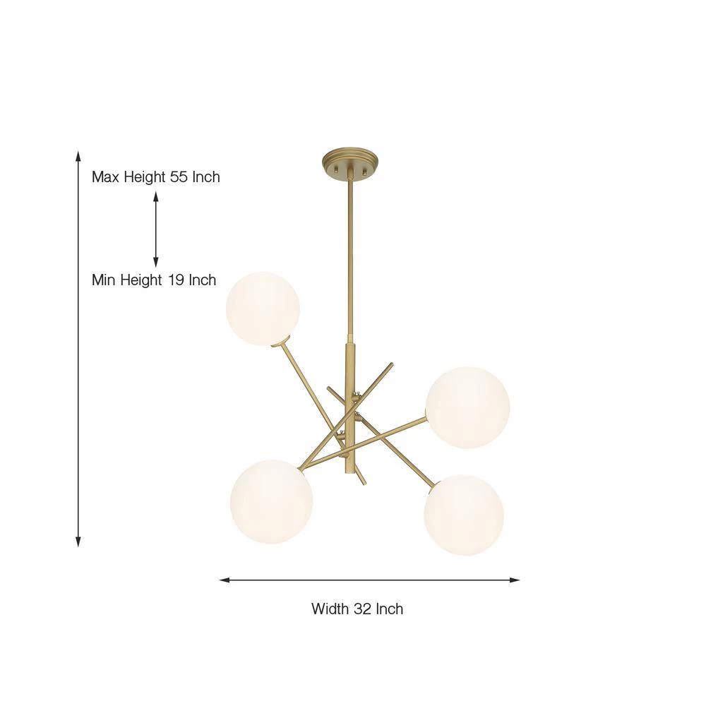 Modern 4-Light Golden Pendant with Frosted glass Shade by Tatahance - Image 3