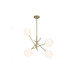Modern 4-Light Golden Pendant with Frosted glass Shade by Tatahance