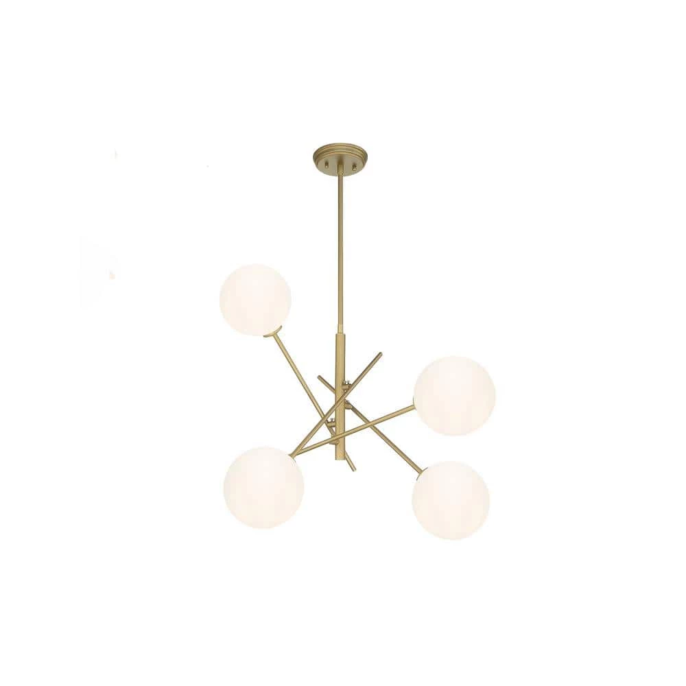 Modern 4-Light Golden Pendant with Frosted glass Shade by Tatahance