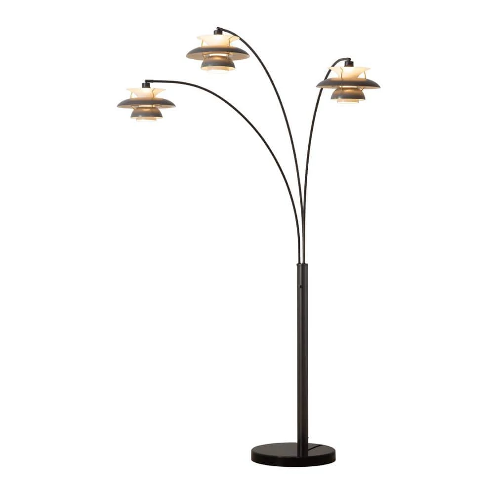 83 in. 3-Light Gunmetal Arc Lamp Palm Spring by NOVA of California