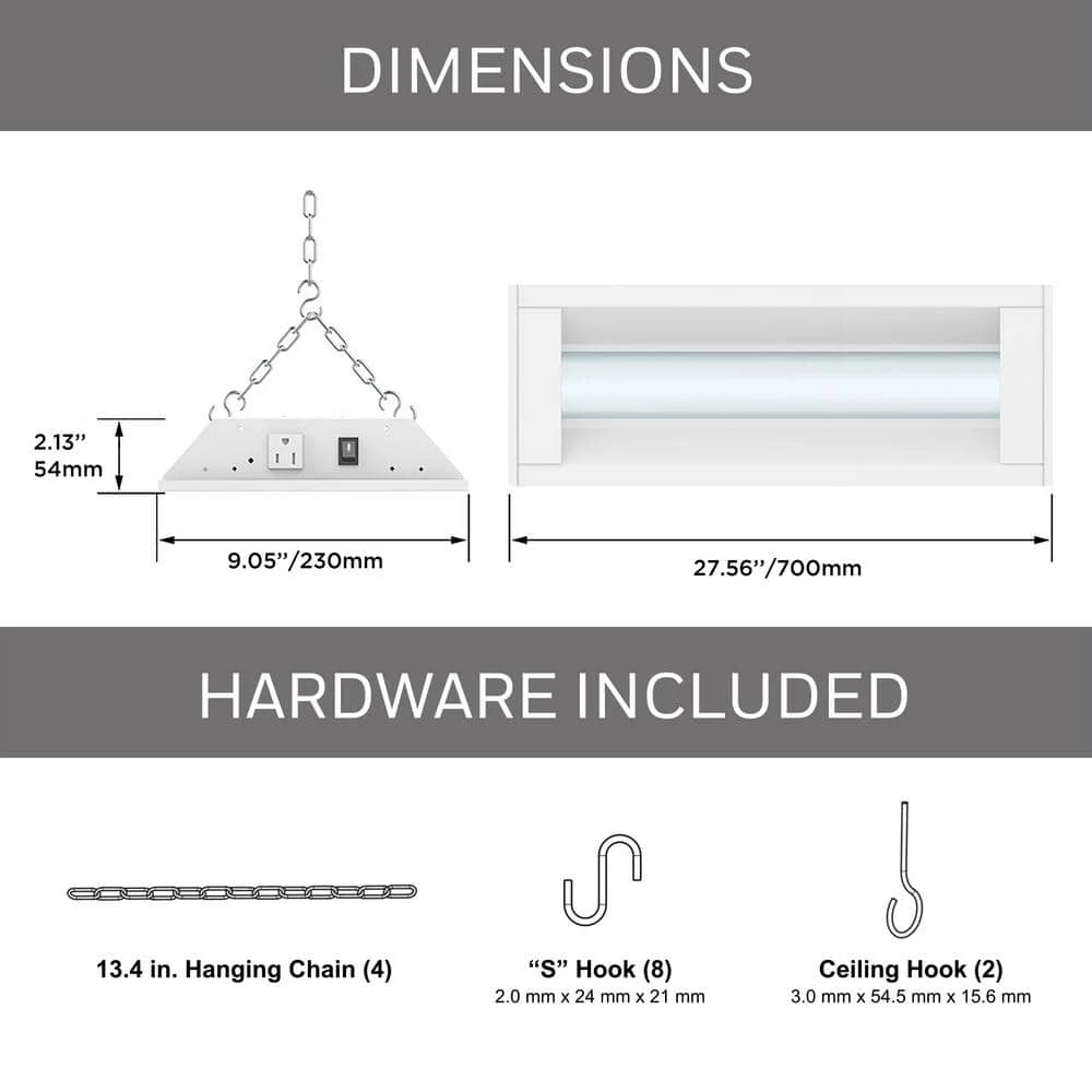 27 in. 60-Watt Equivalent Full Spectrum LED Linkable White Grow Light, Daylight by Honeywell - Image 4