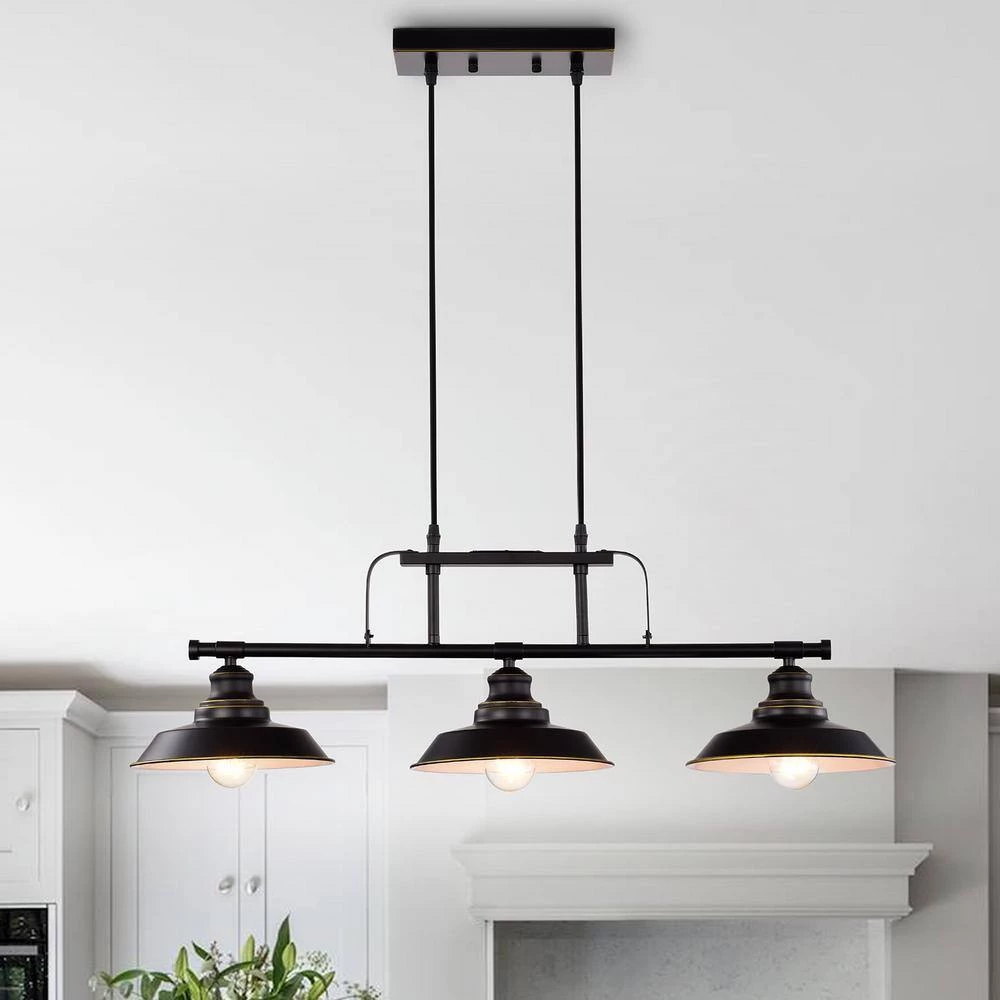 3-Light Matte Black Pendant Design Pendant Light with Metal Shade by Tatahance - Image 4
