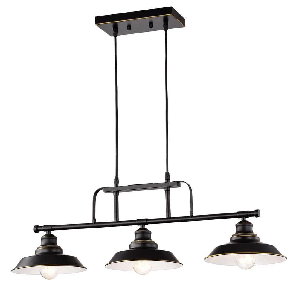 3-Light Matte Black Pendant Design Pendant Light with Metal Shade by Tatahance - Image 2