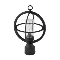 1-light Matte Black Outdoor Post Lantern with Clear Glass by Tatahance