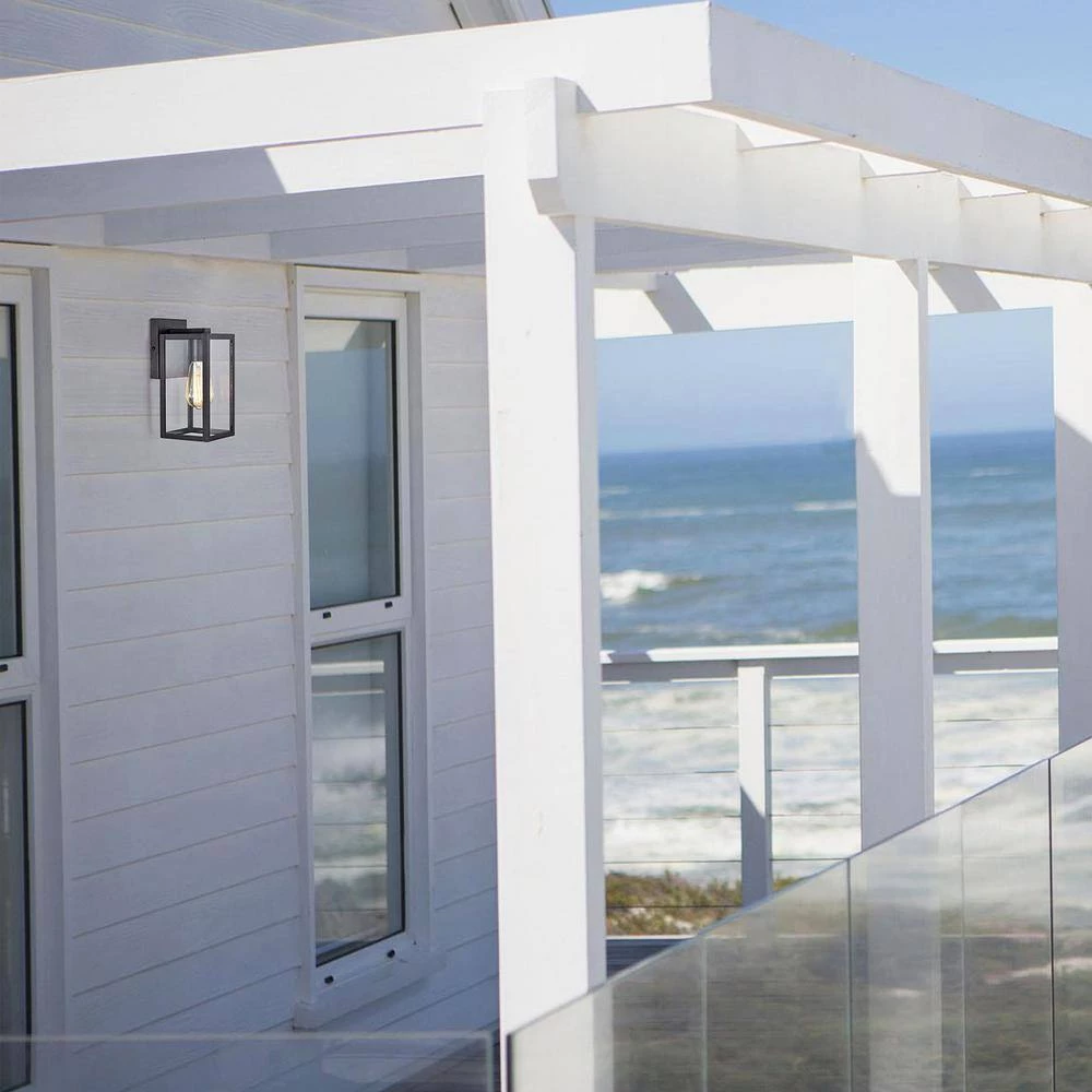 5 in. W 1-Light Outdoor Matte Black Wall Sconce with Clear Glass (Set of 2) by Tatahance - Image 3