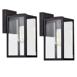 5 in. W 1-Light Outdoor Matte Black Wall Sconce with Clear Glass (Set of 2) by Tatahance