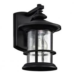 6 in. W 1-Light Matte Black Wall Sconce with Seed Glass Shade by Tatahance