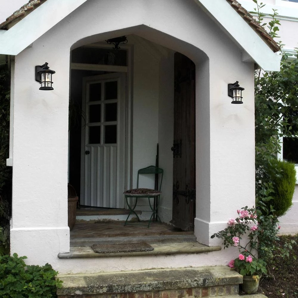 6 in. W 1-Light Outdoor Matte Black Wall Sconce with Glass Shade (Set of 2) by Tatahance - Image 4