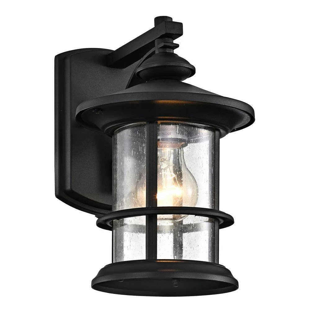 6 in. W 1-Light Outdoor Matte Black Wall Sconce with Glass Shade (Set of 2) by Tatahance - Image 2