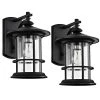 6 in. W 1-Light Outdoor Wall Matte Black Sconce with Clear Seedy Glass (Set of 2) by Tatahance
