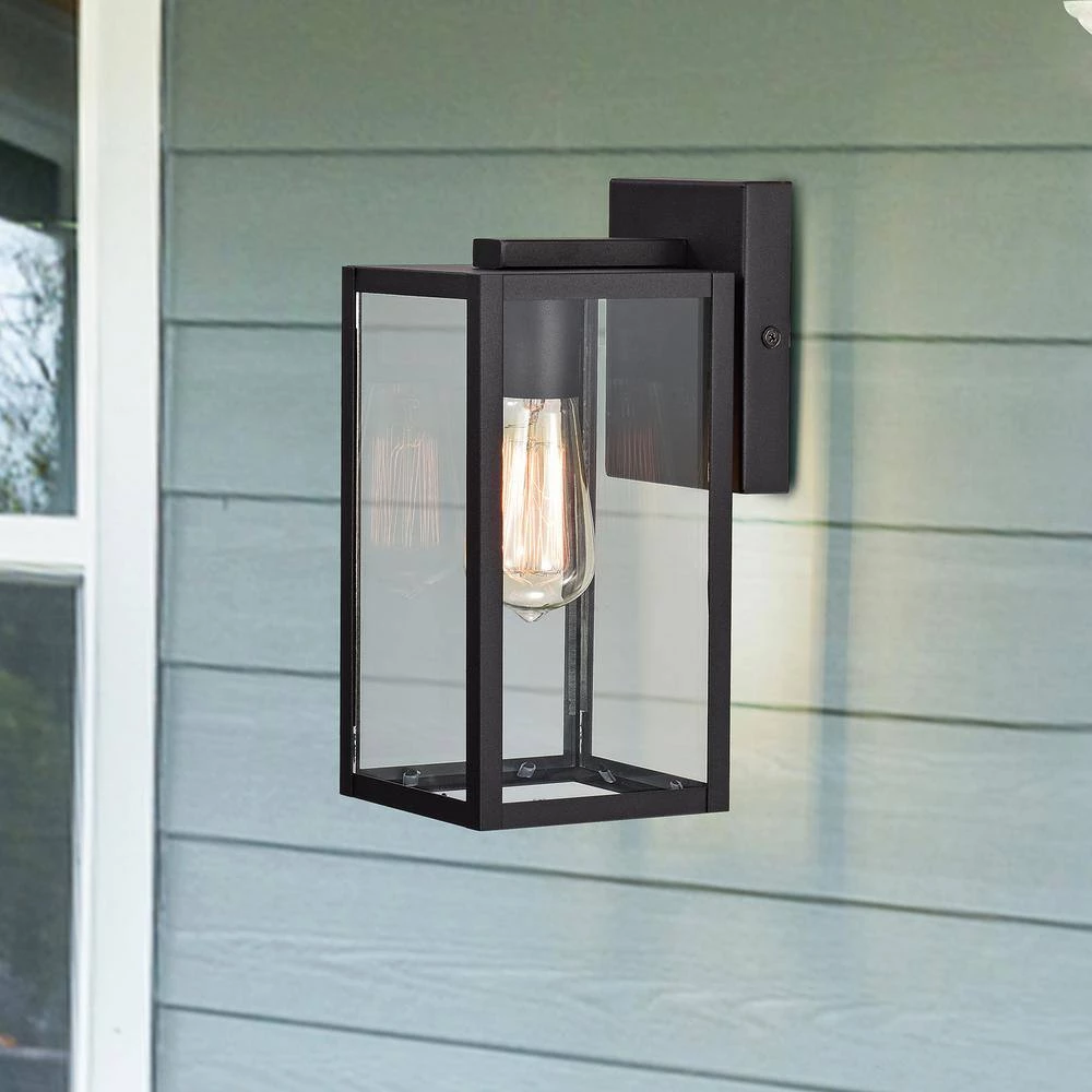 4.72 in. W 1-Light Outdoor Matte Black Wall Sconce with Clear Glass by Tatahance - Image 4