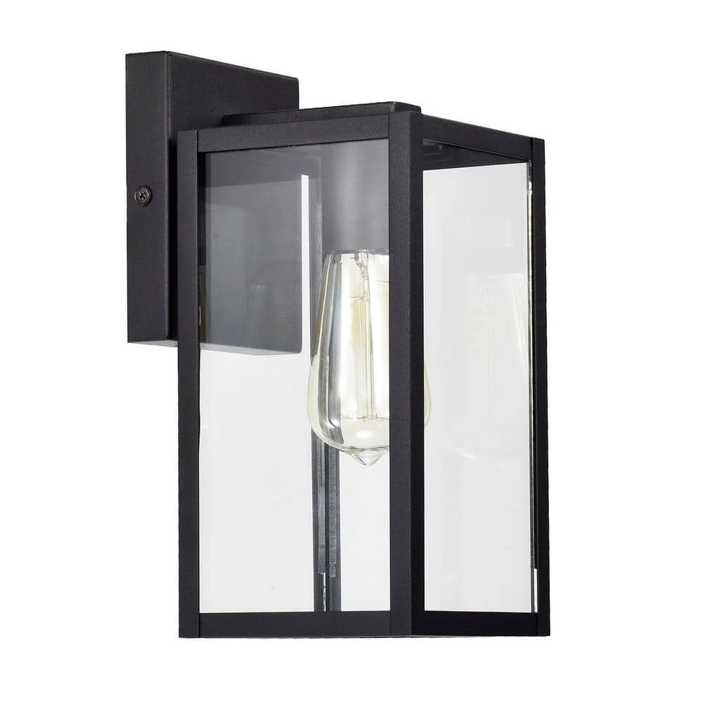4.72 in. W 1-Light Outdoor Matte Black Wall Sconce with Clear Glass by Tatahance