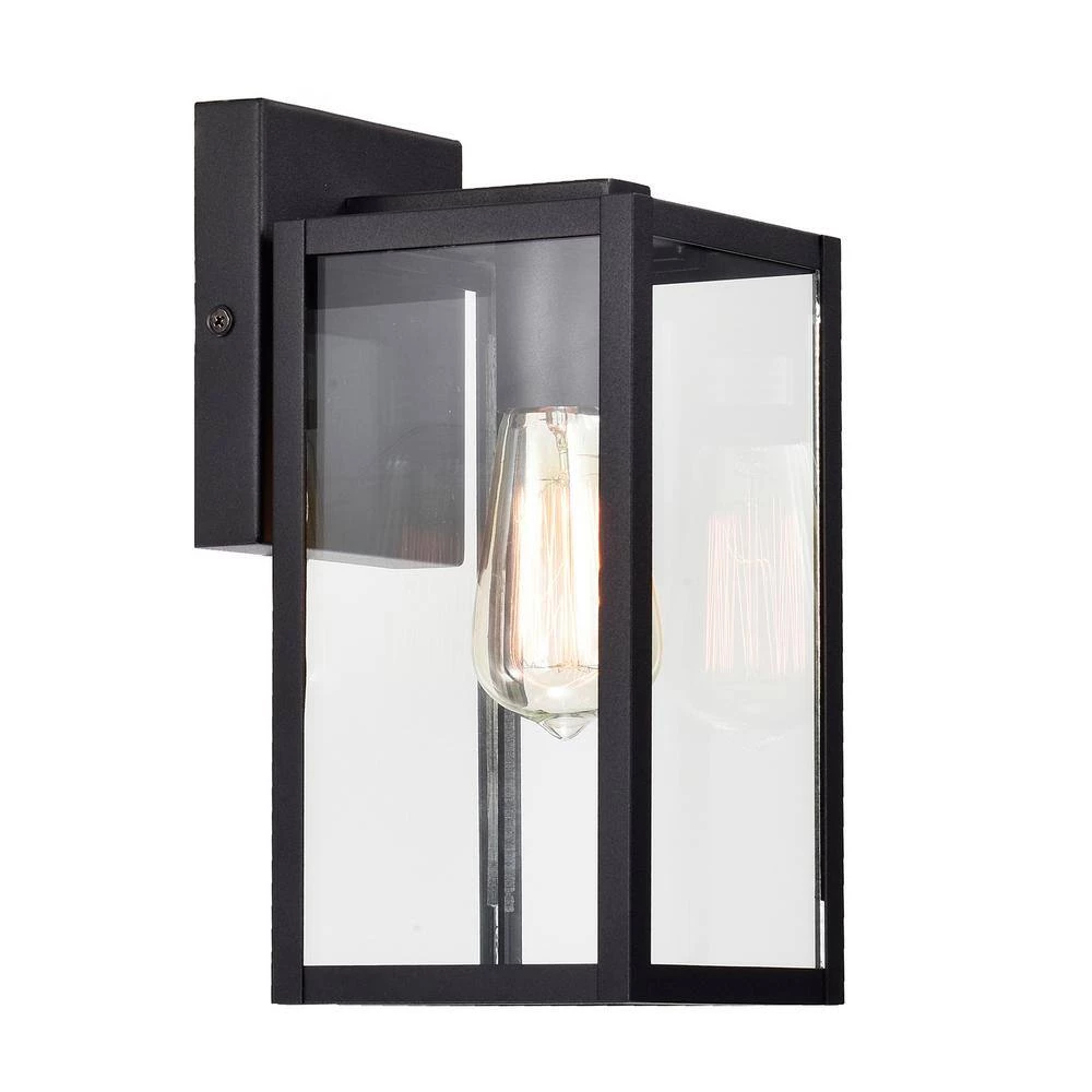 4.72 in. W 1-Light Outdoor Matte Black Wall Sconce with Clear Glass by Tatahance - Image 2