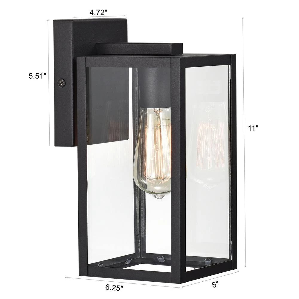 4.72 in. W 1-Light Outdoor Matte Black Wall Sconce with Clear Glass by Tatahance - Image 6