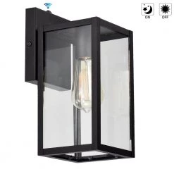 4.72 in. W 1-Light Outdoor Matte Black Wall Sconce with Dusk to Dawn Sensor and Clear Glass by Tatahance