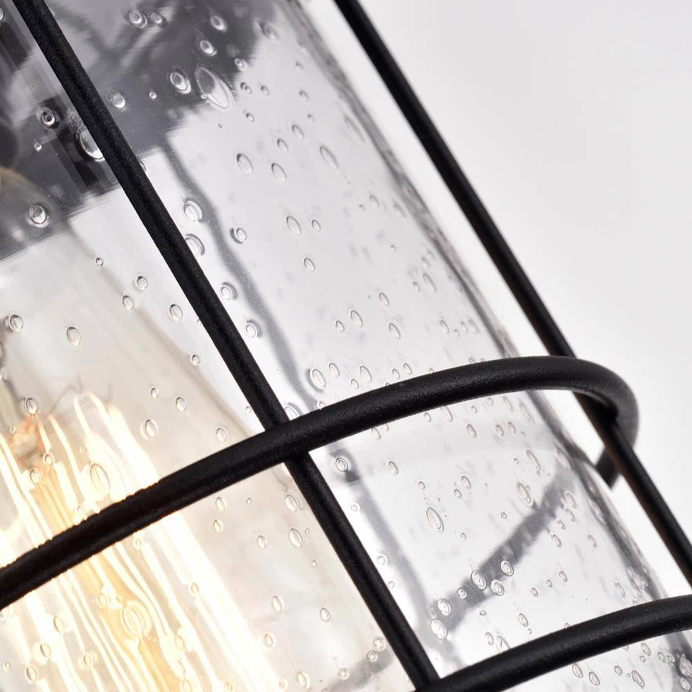 6.5 in. W 1-Light Matte Black Sconce with Seeded Glass Shade by Tatahance - Image 6