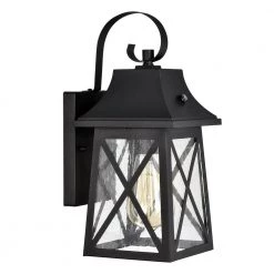 4.72 in. W 1-Light Outdoor Matte Black Wall Sconce with Dusk to Dawn Sensor by Tatahance