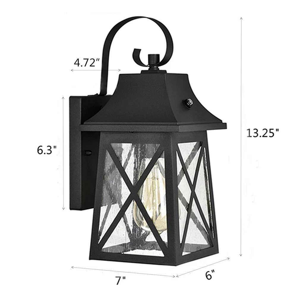 4.72 in. W 1-Light Outdoor Matte Black Wall Sconce with Dusk to Dawn Sensor by Tatahance - Image 6