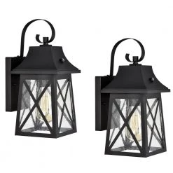 4.72 in. W 1-Light Outdoor Matte Black Wall Sconce with Dusk to Dawn Sensor (Set of 2) by Tatahance