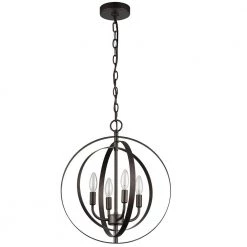 4-Light Oil Rubbed Bronze Globe Chandelier by Tatahance