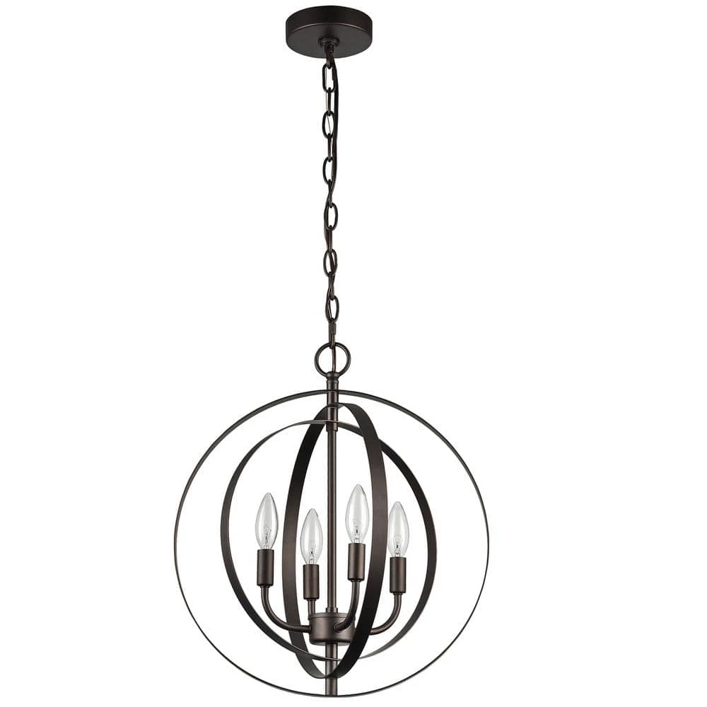 4-Light Oil Rubbed Bronze Globe Chandelier by Tatahance