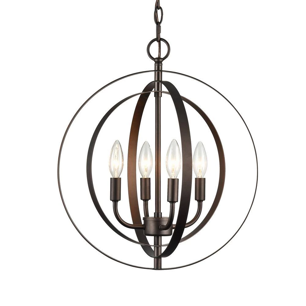 4-Light Oil Rubbed Bronze Globe Chandelier by Tatahance - Image 2