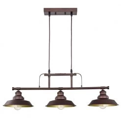 3-Light Oil Rubbed Bronze Pendant Design Pendant Light with Metal Shade by Tatahance