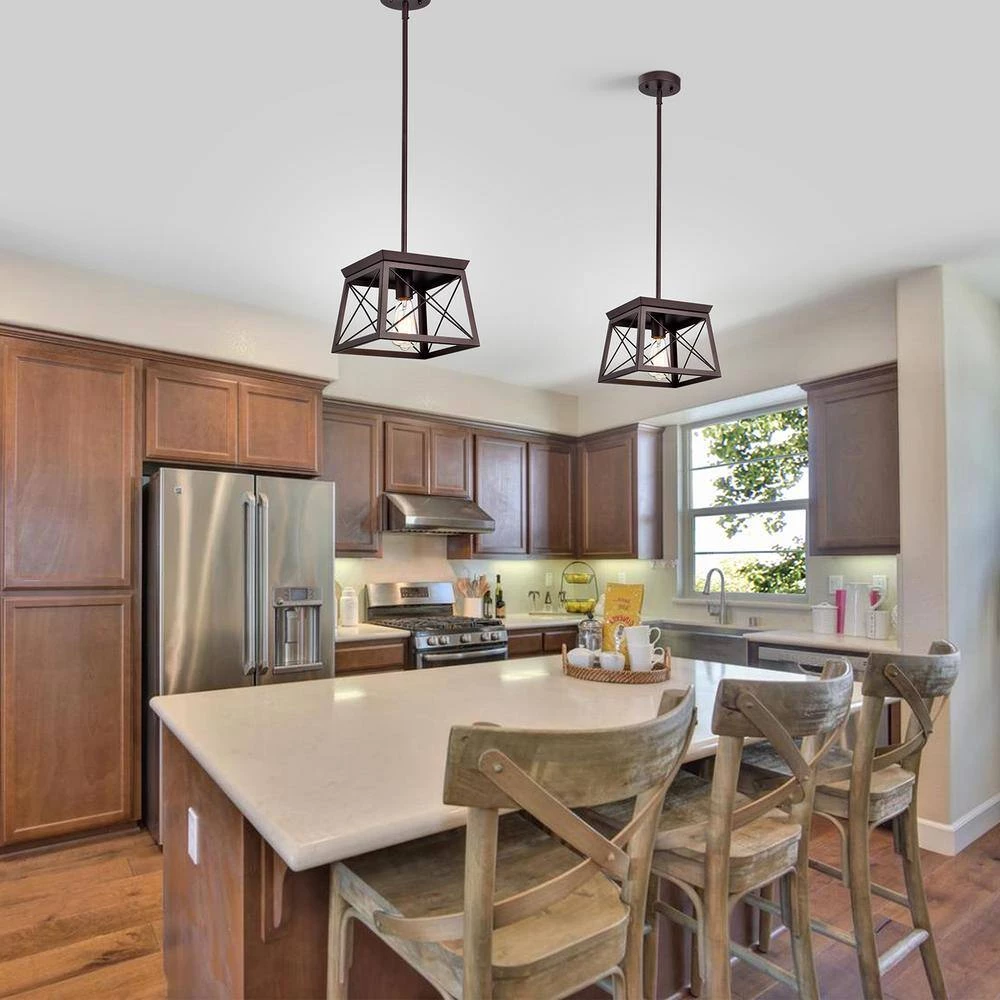 1-Light Oil Rubbed Bronze Cage Pendant by Tatahance - Image 3