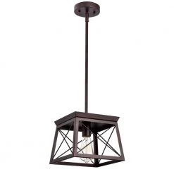 1-Light Oil Rubbed Bronze Cage Pendant by Tatahance