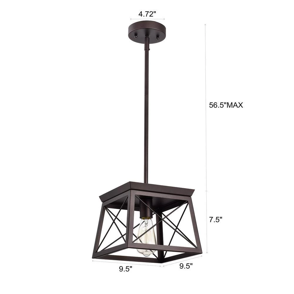 1-Light Oil Rubbed Bronze Cage Pendant by Tatahance - Image 7
