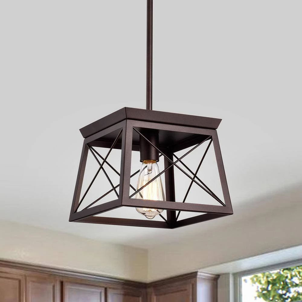 1-Light Oil Rubbed Bronze Cage Pendant by Tatahance - Image 2