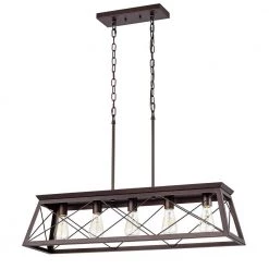5-Light Oil Rubbed Bronze Cage Pendant by Tatahance