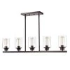 5-Light Oil Rubbed Bronze Pendant Design Pendant Light with Clear Glass Shade by Tatahance