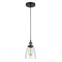 1-Light Oil Rubbed Bronze Finish Industrial Mini Pendant with Glass Shade by Tatahance