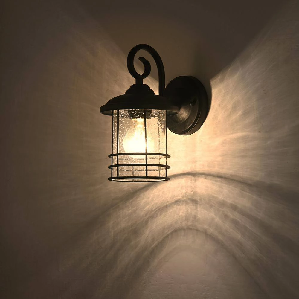 5.5 in. W 1-Light Oil Rubbed Bronze Sconce with Seeded Glass Shade (Set of 2) by Tatahance - Image 6