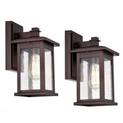6 in. W 1-Light Oil Rubbed Bronze Sconce with Seeded Glass Shade (Set of 2) by Tatahance