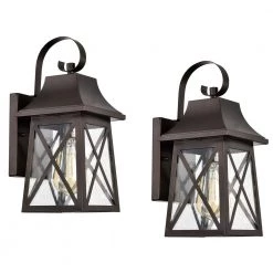4.72 in. W 1-Light Outdoor Oil Rubbed Bronze Wall Sconce with Glass Shade (Set of 2) by Tatahance