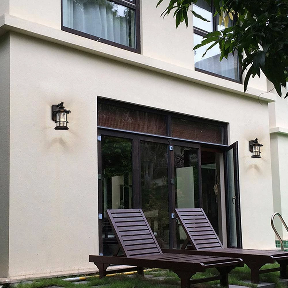 6 in. W 1-Light Outdoor Oiled Rubbed Bronze Wall Sconce with Glass Shade (Set of 2) by Tatahance - Image 4