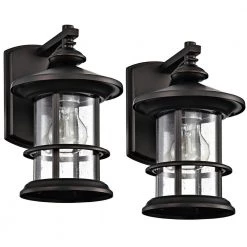 6 in. W 1-Light Outdoor Oiled Rubbed Bronze Wall Sconce with Glass Shade (Set of 2) by Tatahance