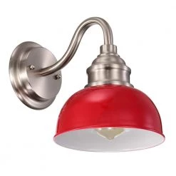 7.5 in.W 1-Light Red Vanity Light with White Shade by Tatahance