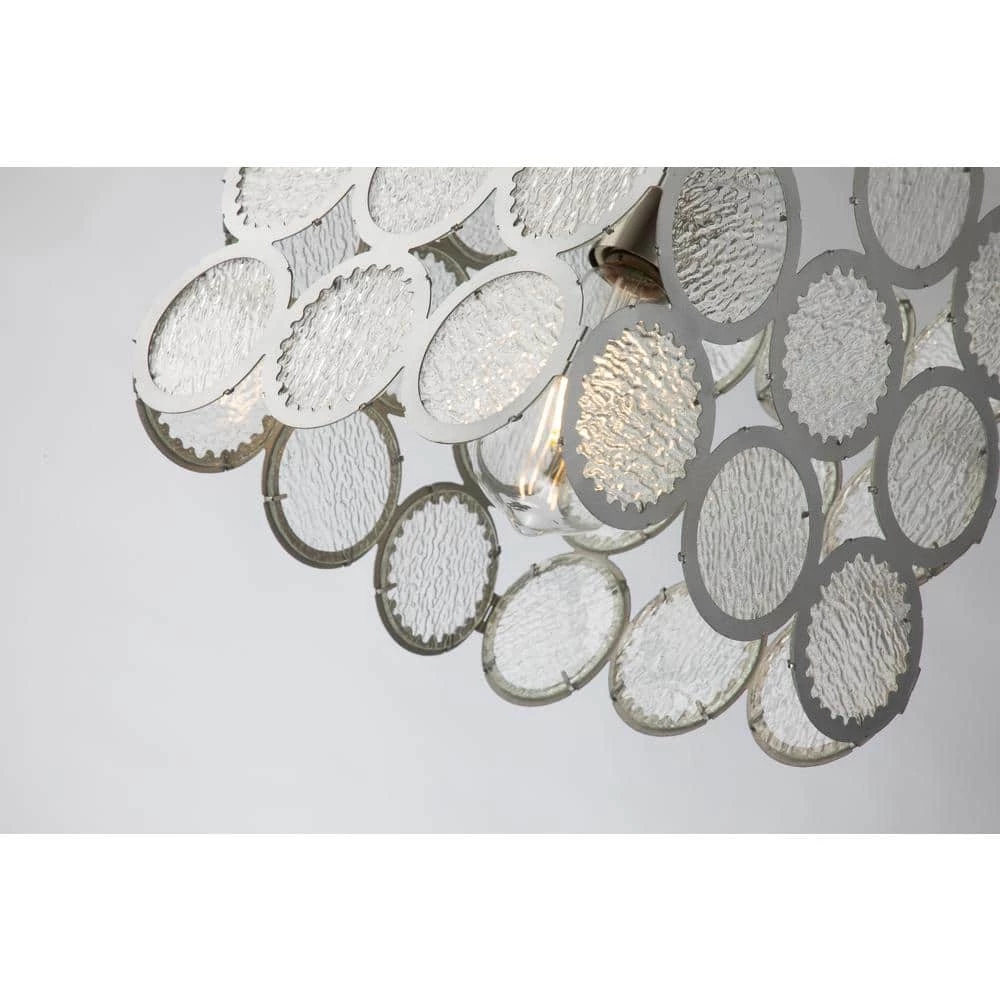 1-Light Silver Pendant Light with Glass Shade by Tatahance - Image 4